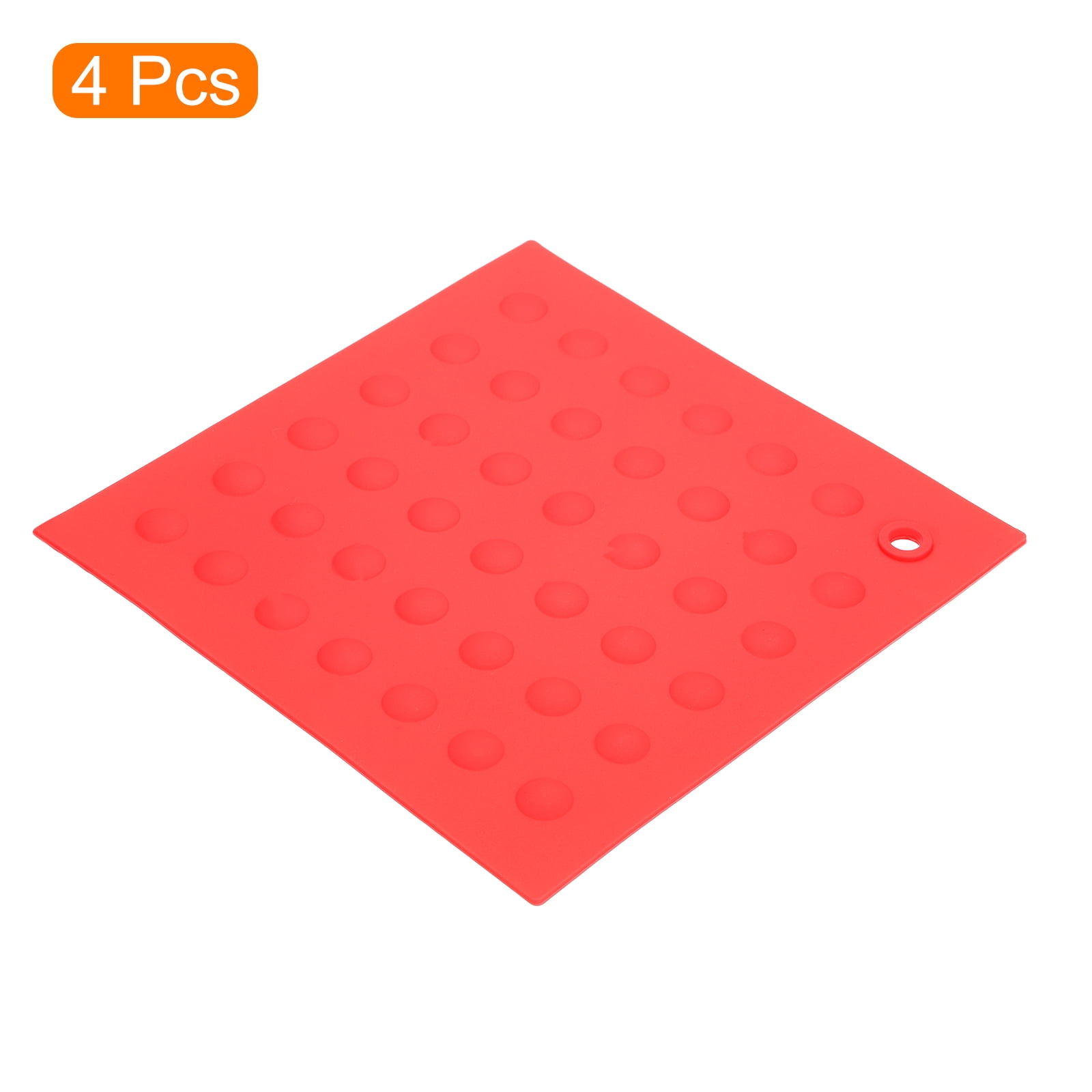 Unique Bargains 4pcs Silicone Trivet Pot Holder for Kitchen Heat Resistance Table Pad Trivet Placemats-Red