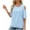 Light Blue, variant on Timegard Womens Tops Cold Shoulder Round Neck 1/2 Sleeve Loose Comfy Solid Color Summer Beach Casual Tops