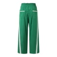 thumbnail image 5 of Dpytoraw Women's Baggy Wide Leg Pants Casual Drawstring Elastic High Waisted Contrast Color Workout Sweatpants Moisture Wicking Casual Pants Women Green XL, 5 of 5