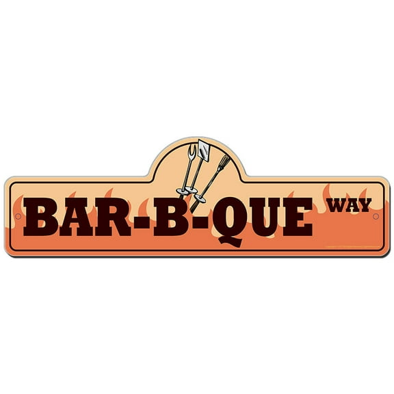 Bar-b-que Street Sign | Indoor/Outdoor | Funny Home Decor for Garages, Living Rooms, Bedroom, Offices | SignMission personalized gift