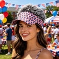 thumbnail image 6 of Darzheoy Independence Day Party Hat, Flag Print Baseball Cap with Wig, Rhinestone-Studded Sunshade Visor, Novelty Costume Headwear for 4th of July, Parade, BBQ, Outdoor, Carnival, 6 of 7