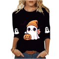 thumbnail image 2 of Womens Long Sleeve Tops Workout Shirts Crewneck Printed Soft Casual Fall Clothes for Women Tees Blouses Black L, 2 of 4