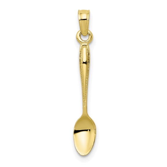 10K 3-D Polished Table Spoon Pendant 10YC1041