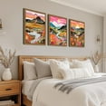 thumbnail image 3 of Wood Framed Boho Colorful Landscape Canvas Wall Art Set of 3 - Abstract Mountain Wall Decor Paintings, Nature Floral Poster Prints Aesthetic Home Decor for Living Room Bathroom Bedroom 12x16 inch, 3 of 5
