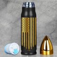 thumbnail image 1 of Vaso Tumbler Limima Negro y Dorado con Bandera Americana de Acero Inoxidable de 500 ml, 1 of 7