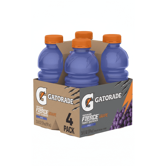 Gatorade Fierce Thirst Quencher Grape Sports Drinks, 20 fl oz, 4 Bottles