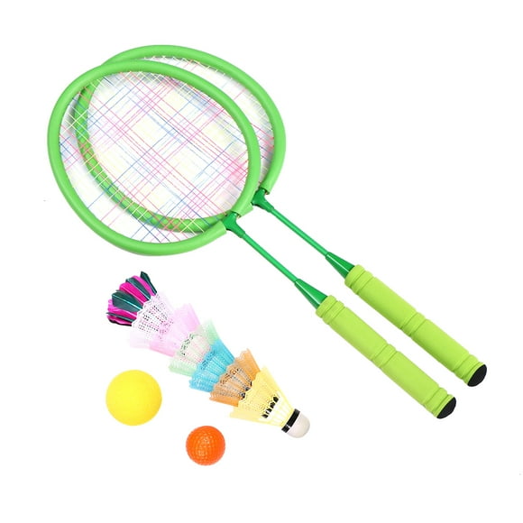 1 Set Badminton Racket Set Green Lightweight Portable Outdoor Sports Supplies Badminton Set for Sports