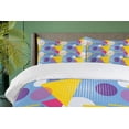 thumbnail image 4 of Ambesonne Geometric Duvet Cover Sets, Memphis Style Art Image, 2-Queen, Blue and Multicolor, 4 of 7