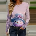thumbnail image 7 of Women's Long Sleeve Shirts with Cute Print Graphic Tees Design, Blouses Casual Plus Size Basic Tops Pullover, Fashion Christmas Snowman Print Round Neck Top for Winter Wear,Light Purple,4XL, 7 of 7