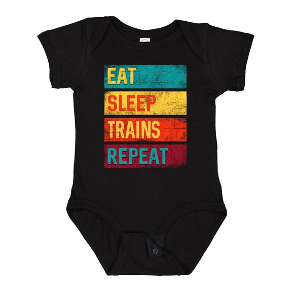 Inktastic Eat Sleep Trains Repeat Boys or Girls Baby Bodysuit