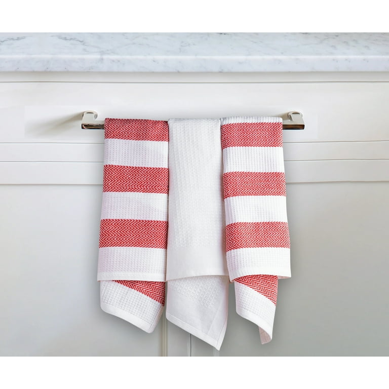 Red and White Kitchen Towels Cotton Dish Towels Striped 
