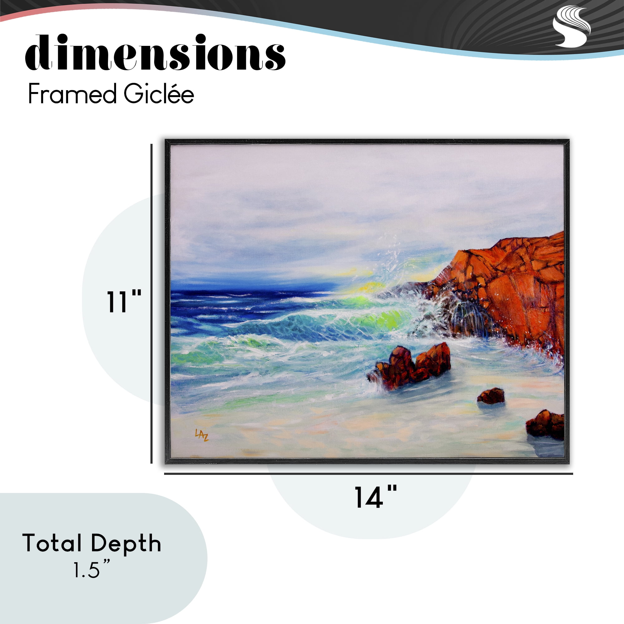 Stupell Industries Deep Blue Rocky Beach Black Framed Giclee Art, design by Lee Ann Zirbes