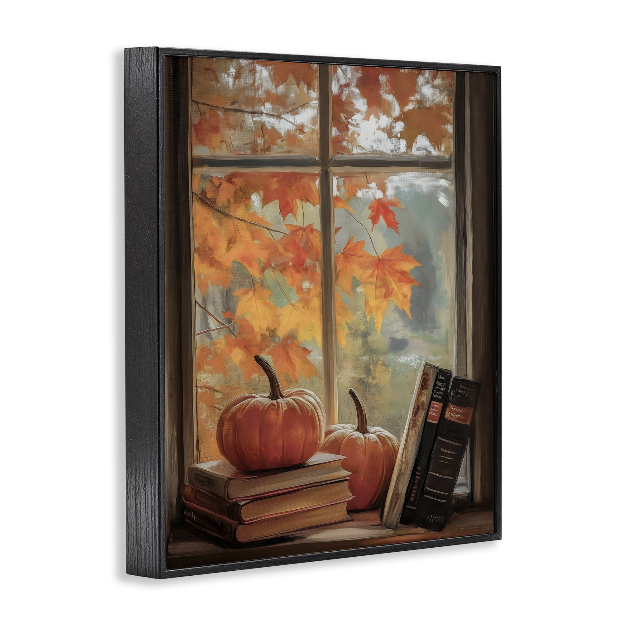 Cozy Fall Window Books Black Framed Giclee Art, design by Arlington Prints