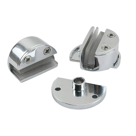 No Drilling Glass Door Pivots Metal Hinge Zinc Alloy Glass Single Clamp Hinge for Bathroom Kitchen Cabinet Shower Door