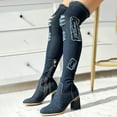 thumbnail image 3 of Mepaouo Womens Denim Over the Knee Thigh High Boots Heel Retro Long Stretch Sexy Fall Boots(Blue,8), 3 of 7