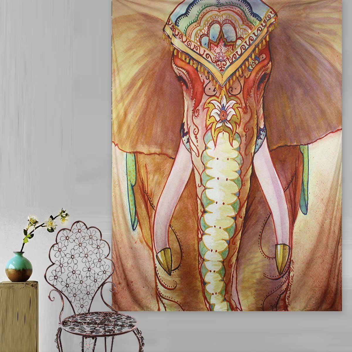 Meigar Elephant Tapestry Wall Hanging Mandala Bohemian Hippie Indian Dorm Decor Popular For Bedroom