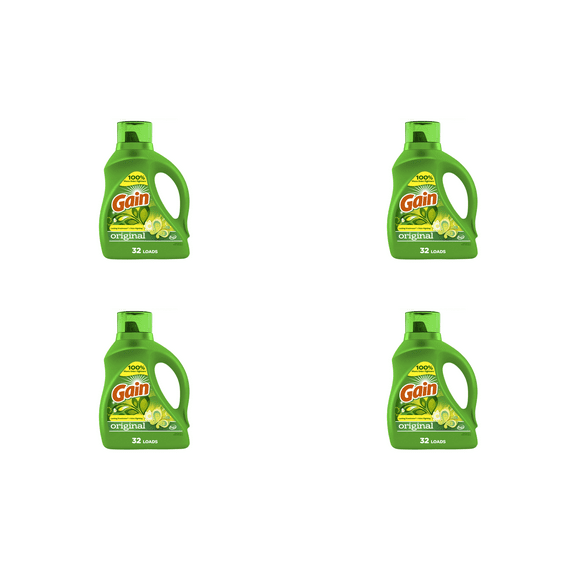 Gain Original Liquid Laundry Detergent, 4 Pack Bottles (  4 X 46 fl oz)