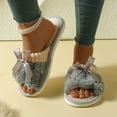thumbnail image 3 of Taqqpue Memory Foam Open Toe Fuzzy Slippers for Women Slip On Cozy Indoor House Footwear for Her Versatile Indoor Slippers Bow Winter Trendy Fashionable Warm Flat Cotton Slippers, 3 of 7