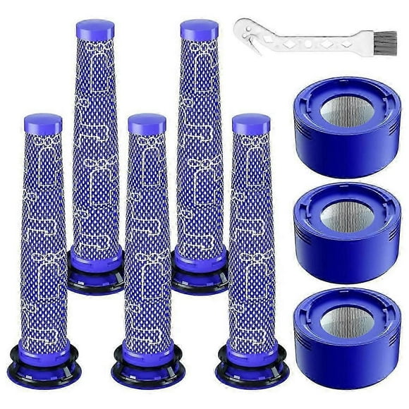 Repuestos para filtros V7, V8 y SV10: 3 posfiltros y 5 prefiltros. Reemplaza la pieza 965661-01.