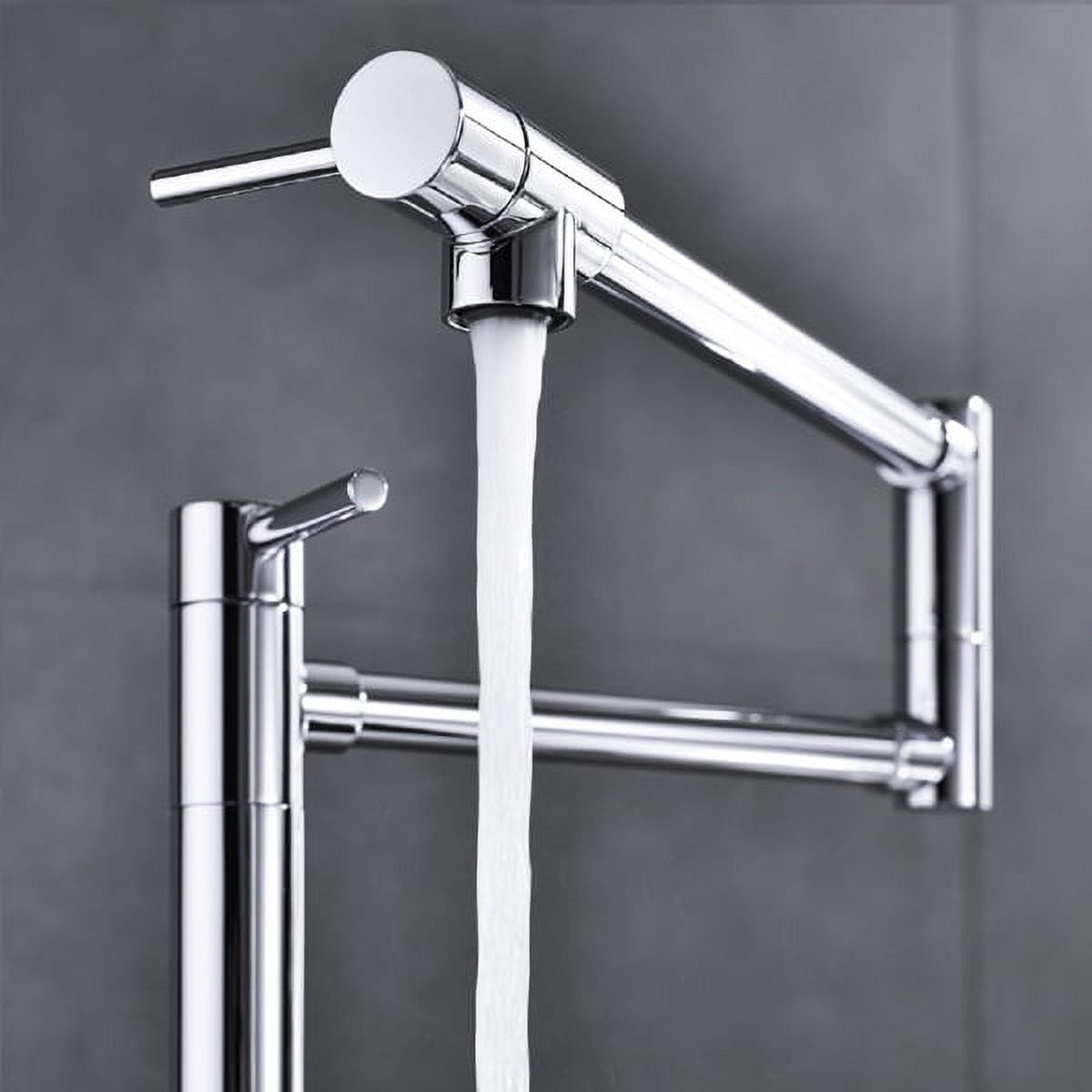 Modern Dual-Joint Pot Filler Faucet&nbsp;- 20" Brushed Nickel, Brass Construction, 360° Swivel, Deck Mount - 4 GPM Flow, Space-Saving Foldable Design