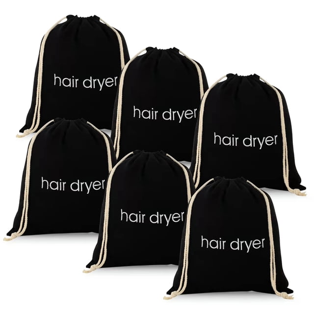 Bolsas para secador de pelo ERKXD (paquete de 3, 6 y 8) con cordón, para viaje y baño (6 unidades, color negro)