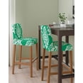 thumbnail image 2 of Green Boho Bar Stool Covers Set of 2, Vintage Classic Bohemia Flower Textured Stretch Washable Bar Chair Covers with Backs, Removable Pub Counter Height Chair Cover for Kitchen Dining Room Cafe, 2 of 7