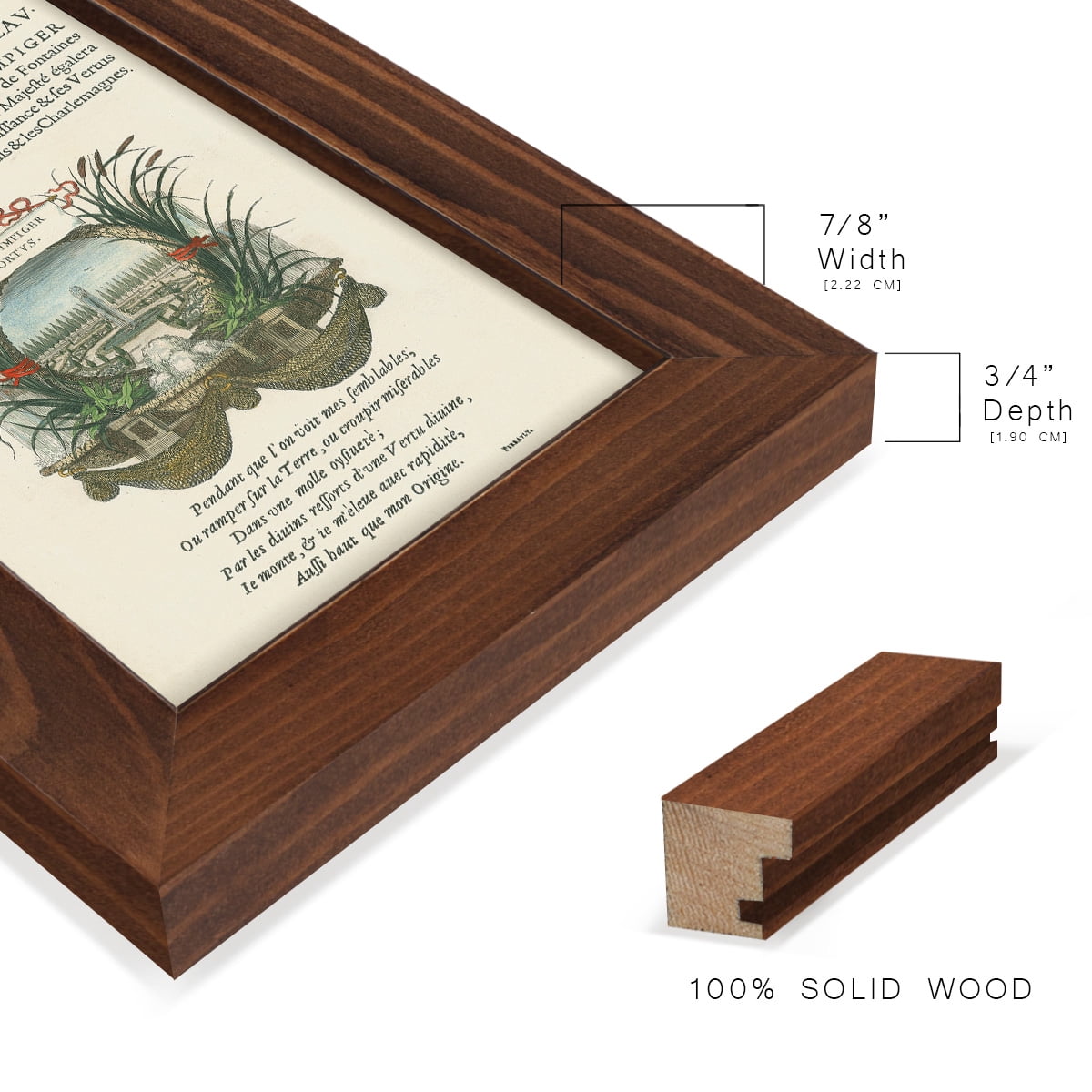 Printed Embellished Bookplate II - Framed Print w/glass - Chestnut