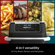 Ninja Foodi 4-in-1 Air Fryer, 7-Qt MegaZone FlexBasket, 4 Functions, Smart Finish Cook 2 Foods 2 Ways, Air Fry, Roast, DZ070 Black