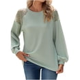 thumbnail image 1 of Moda mujer manga larga sólido cuello redondo Hallowout Casual camiseta Tops blusa Fridja  bvmnju2596, 1 of 8