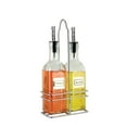 thumbnail image 2 of CUISINOX Cruet Set with Dripless Spouts and Wire Caddy, Oil and Vinegar Bottles, French Labels-6 oz Each, Stainless Steel, 2 of 2