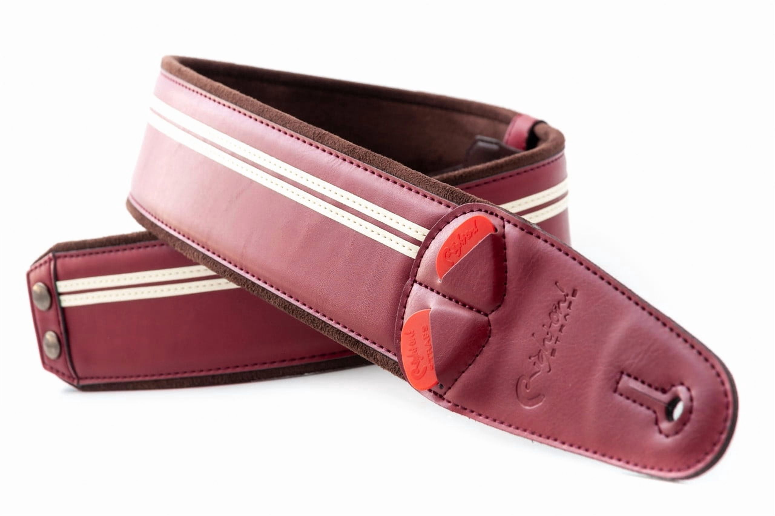 RightOn! Straps Mojo Collection Race-60 Guitar & Bass Strap made with Vegan Leather – Stylish and Comfortable - Red