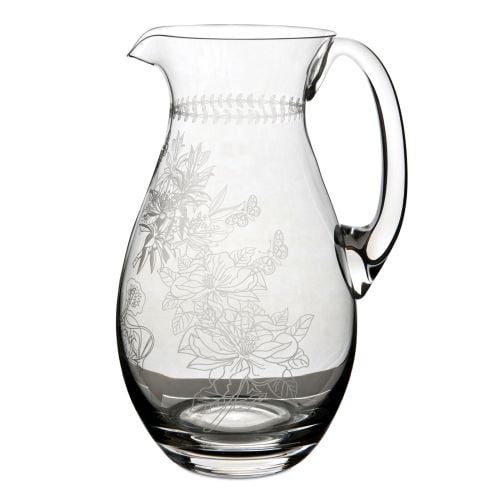 The European Collection Vintage Crystal Pitcher with Etched Bird Design