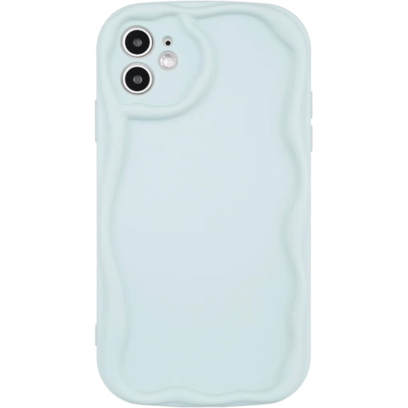 Compatible with iPhone 11 6.1 inch Cute Kawaii Curly Cream Frame Shape Soft Silicone Shockproof Protective Case Phone Cover for Women Girls Teal