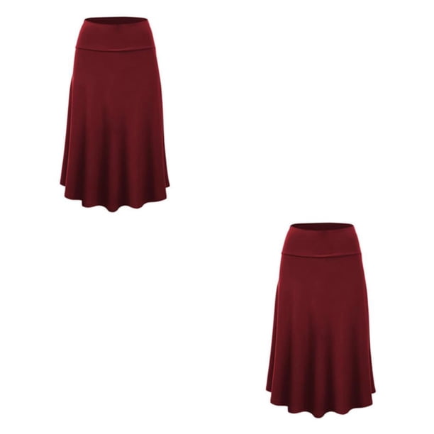 Qarigey Hermosa plisada en negro - Material de alta Ajuste cómodo negra midi Faldas Sexy Claret XXXL Burdeos XXXL 2Conjunto