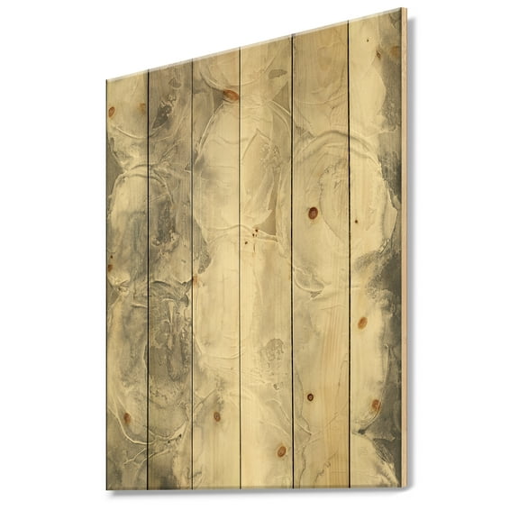 Designart 'Fractal Gray Circles I' Modern & Contemporary Print on Natural Pine Wood