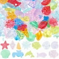 thumbnail image 1 of 100 piezas de conchas marinas acrílicas para decoración de fiestas, estrellas de mar surtidas, conchas marinas, criaturas marinas, adornos con temática de playa, 1 of 4