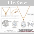thumbnail image 3 of Linawe Crystal Chain Necklace for Women Rose Gold, Dainty Imitation Diamond Pendant Moonstone Moissanite Necklace, Cubic Zirconia Wedding Bride Teardrop Necklace Set, 3 of 6