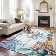 thumbnail image 2 of Large Area Rugs for Living Room Bedroom, Octopus Coastal 8'x10' Rug Washable Carpet Runner Indoor Outdoor, Summer Nautical Starfish Coral Grey Wooden Non Slip Floor Mats Rug for Kitchen, Patio, 2 of 8