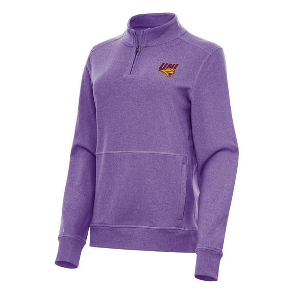 Women's Antigua Heather Purple Northern Iowa Panthers Crush Quarter-Zip Fleece Sweatshirt