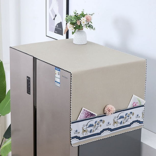 Nvzi 1 pieza cubierta antipolvo para refrigerador de doble puerta cubierta de tela para puerta simple lavadora horno microondas cubierta antipolvo a prueba 180 * 70 cm (marrón claro)