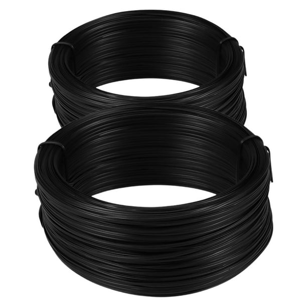 2 piezas de alambre metálico para manualidades, alambre negro, alambre de paleta negro, bridas flexibles para flores, jardinería, plantas, 55 metros para enrejados.