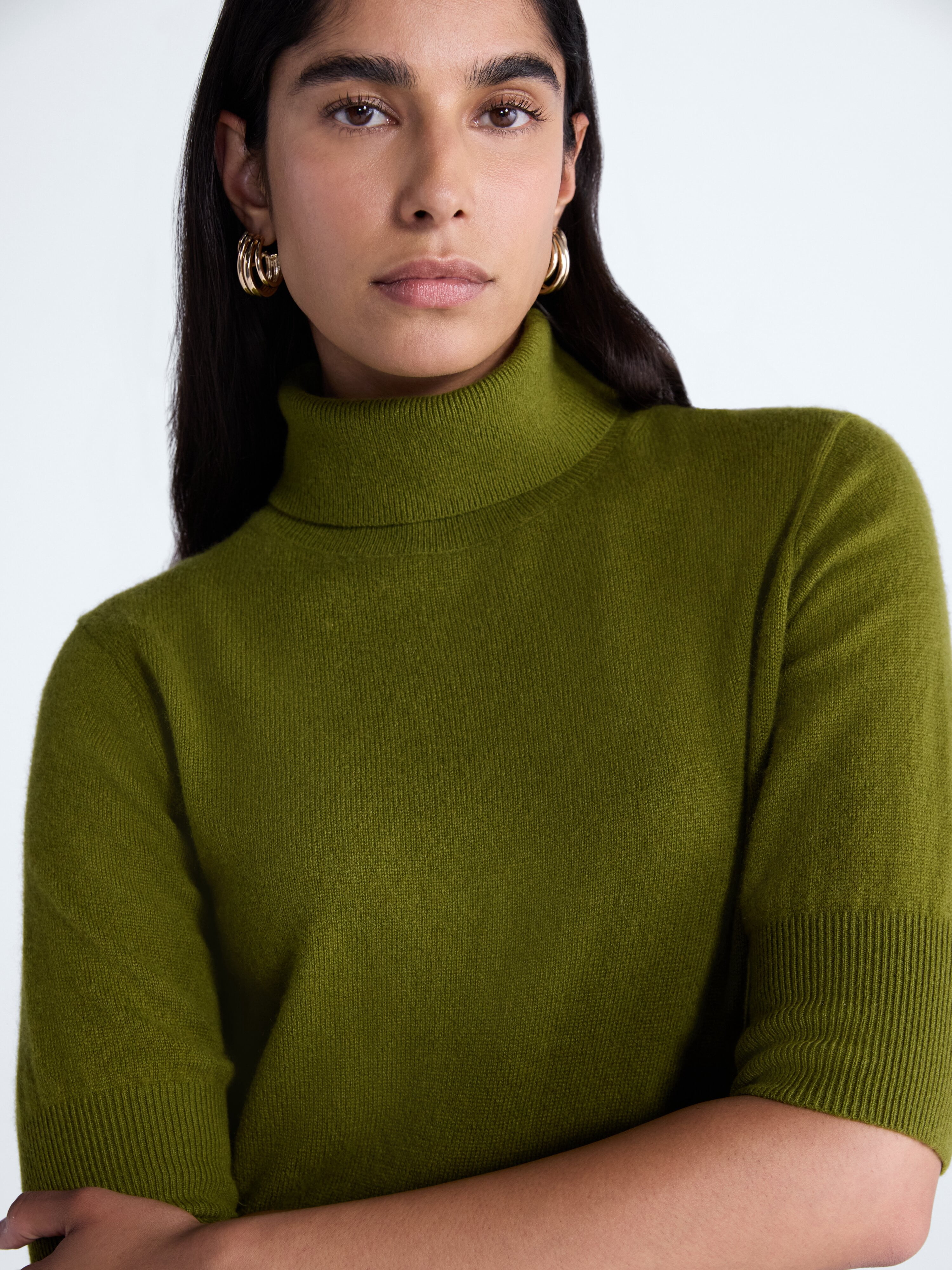 Scoop Women’s and Women’s Plus Cashmere Turtleneck Sweater with Elbow Length Sleeves, Lightweight, XXS-4X