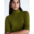 thumbnail image 5 of Scoop Women’s and Women’s Plus Cashmere Turtleneck Sweater with Elbow Length Sleeves, Lightweight, XXS-4X, 5 of 6