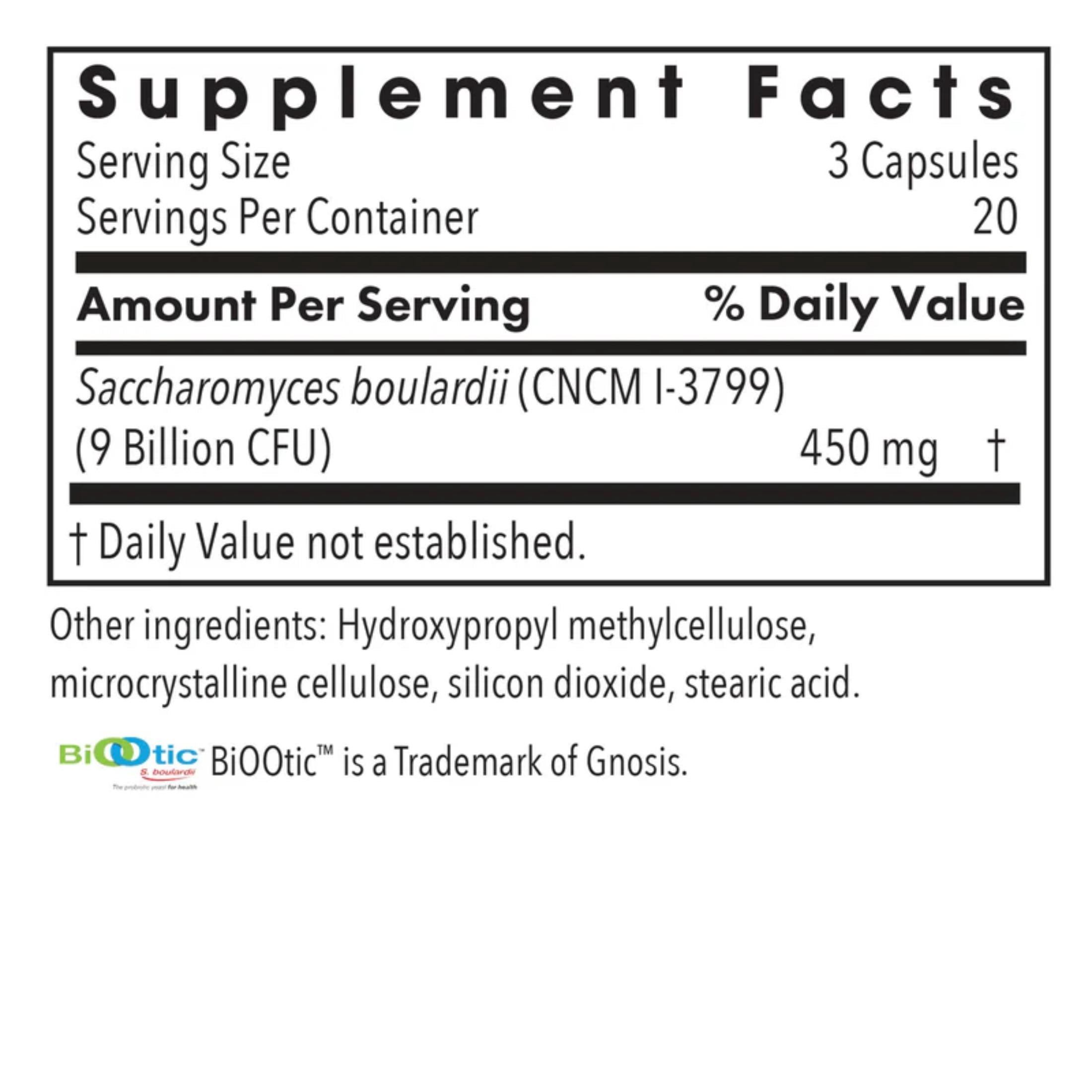 Allergy Research Group Essential-Biotic Saccharomyces Boulardii 450mg Probiotic Supplement - S. Boulardii Probiotic Yeast, Friendly Bacteria Establishment, GI Tract Support - 60 Count