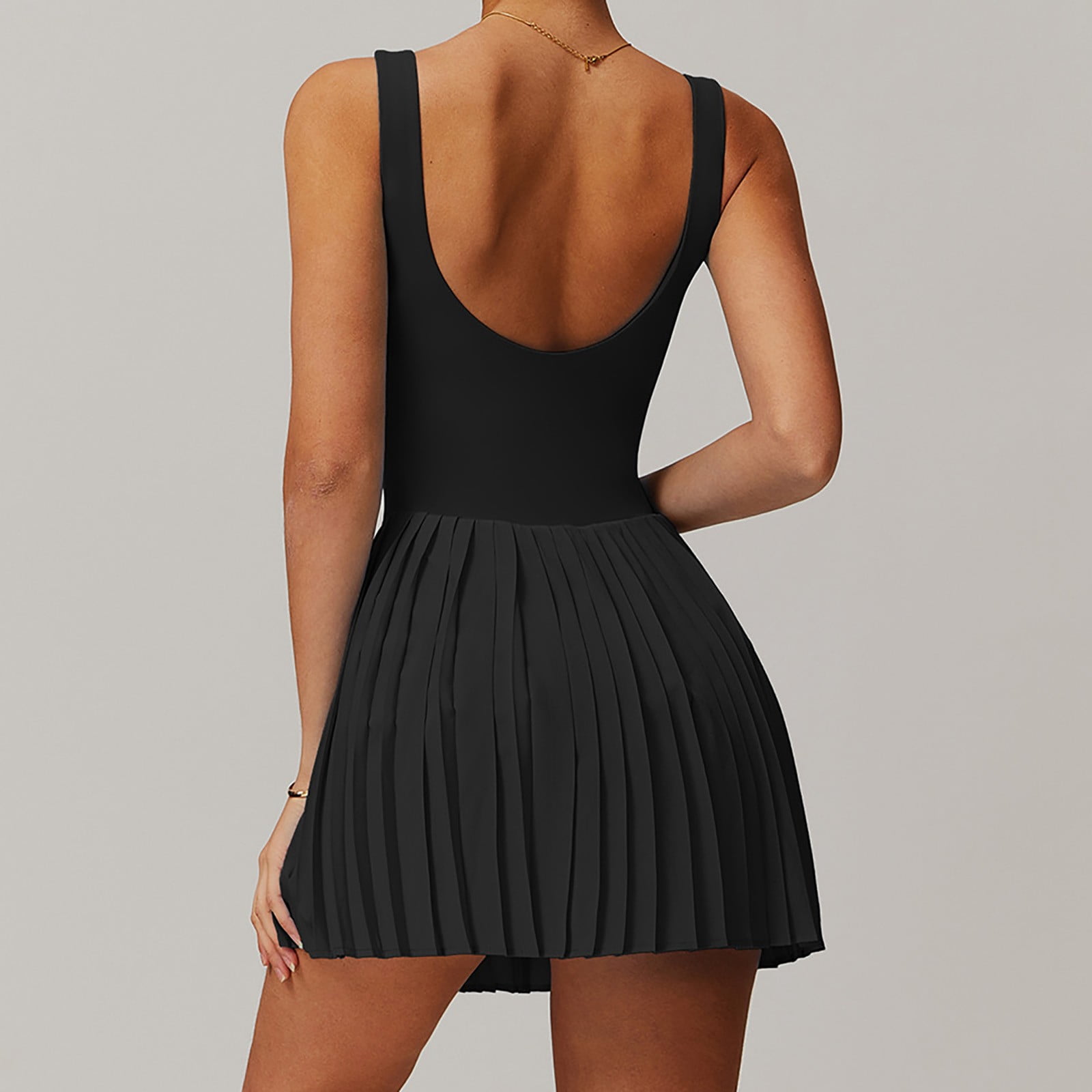 Tennis Dress Golf Dresses for Women with Shorts Breathable Pleated Padded Workout Dress Athletic Dresses with Pockets
