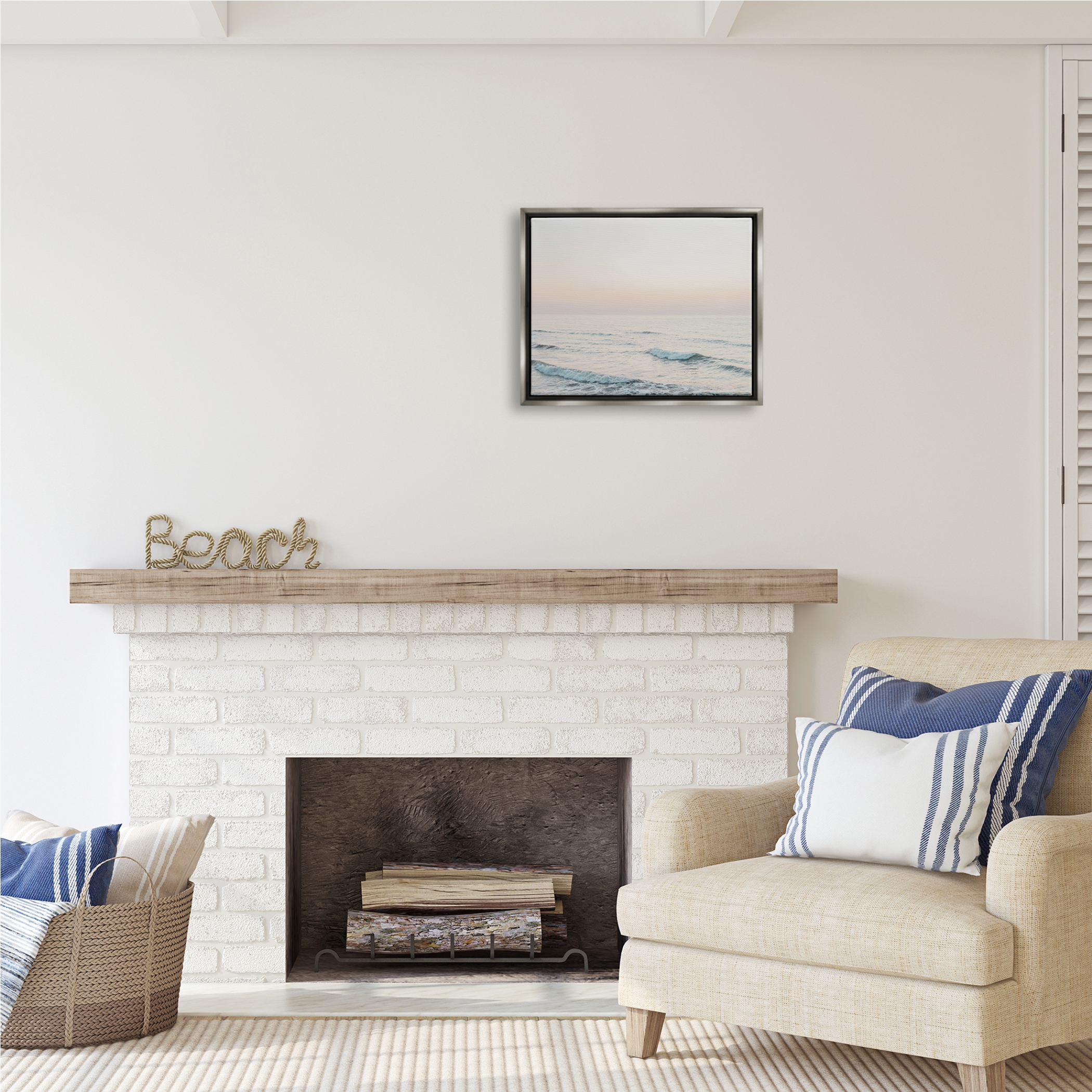 Stupell Industries Rolling Waves Photography Nature Photography Gray Floater Framed Art Print Wall Art, 21 x 17