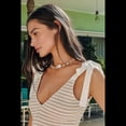 thumbnail image 4 of Vestido Informal de Verano para Mujer, con Escote en V Fruncido, A Rayas, Sin Mangas, y Holgado, con Bolsillos. Gris L, 4 of 8