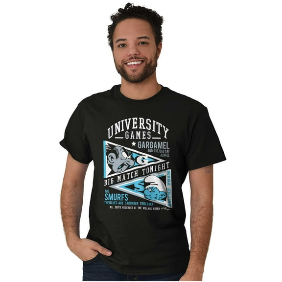 Gargamel vs Smurf University Games Men's Graphic T Shirt Tees Brisco Brands S