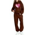 thumbnail image 4 of Bpmpbo Big Kids Girls‘ Tracksuit - Heart Print Hoodie and Joggers 2-Piece Set Long Sleeve with Pocket and Drawstring Pants, 4 of 5
