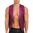 thumbnail image 3 of Zaldita Men Sequin Blazers Vest Gliter Suit Vest Nightclub Stage Clothes Shiny Sequin Waistcoat Vest Hot Pink M, 3 of 5